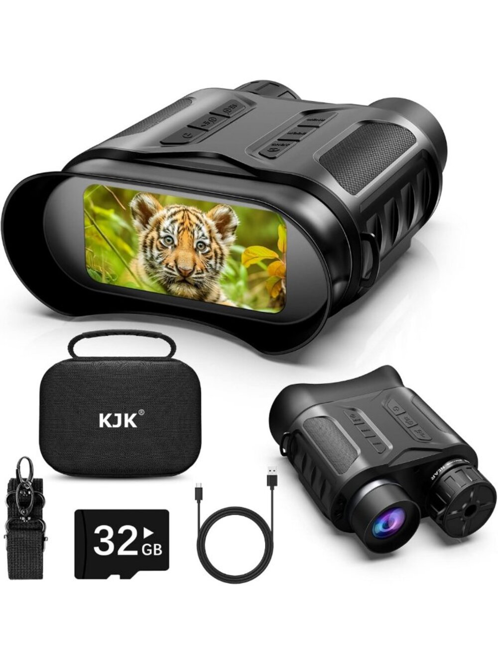 4K Night Vision Goggles with Infrared, 32GB Card, 3'' Screen for Hunting